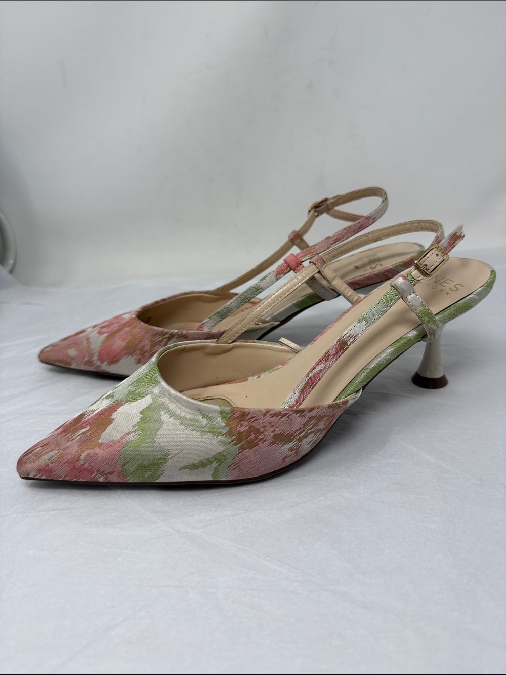Jones New York Lina Floral Slingback Kitten Heels Size 10 Spring Wedding Guest